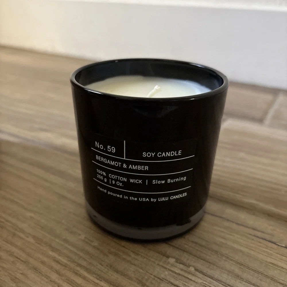Lulu Candle Bergamot & Amber 59 Luxury Scented Soy Jar Candle | Hand Poured 9 oz